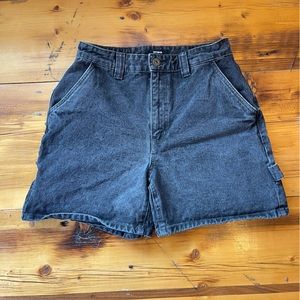 Cotton:On Black Cargo Carpenter Baggy Denim Shorts Size 6